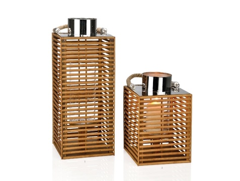 Conjunto de lanternas de bambu e madeira, à venda na Ricardo & Vaz