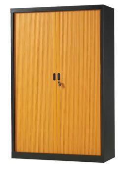 Armário com portas de persiana, modelo vertical em preto-cerejeira
